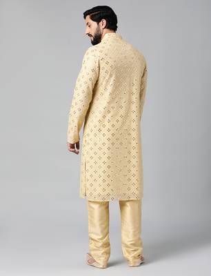Gold mirror embroidery kurta set 3