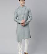 Light grey asymmetrical kurta set