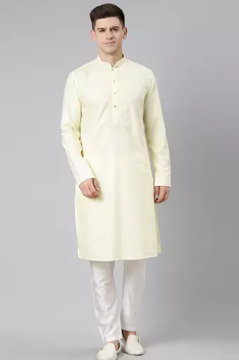 Lemon cotton dori embroidery kurta set