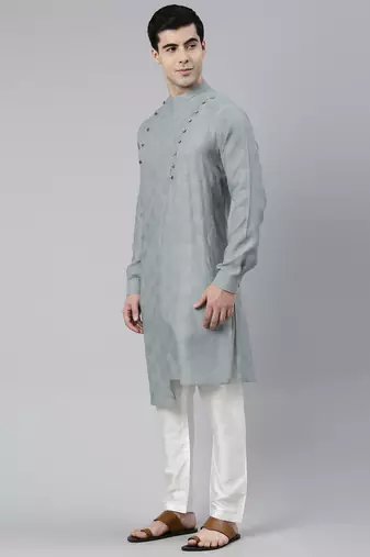 Light grey asymmetrical kurta set