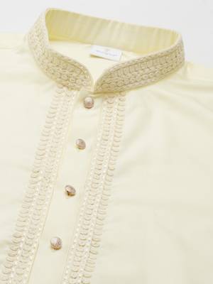 Lemon cotton dori embroidery kurta set 3