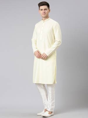 Lemon cotton dori embroidery kurta set 4
