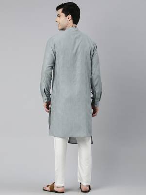 Light grey asymmetrical kurta set 5