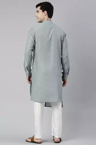 Light grey asymmetrical kurta set