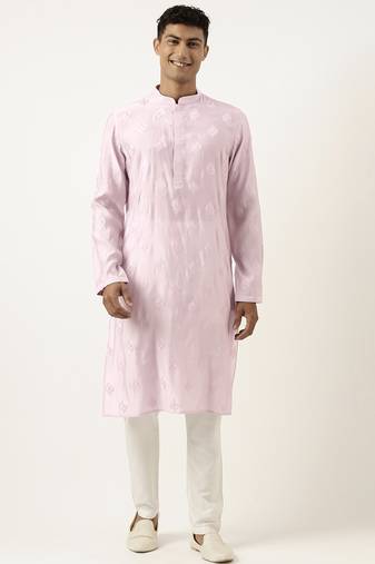 Lavender embroidered kurta set