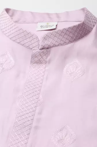 Lavender embroidered kurta set