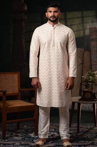 Light pink embroidered kurta set
