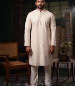 Light pink embroidered kurta set