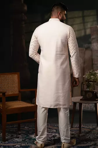 Light pink embroidered kurta set