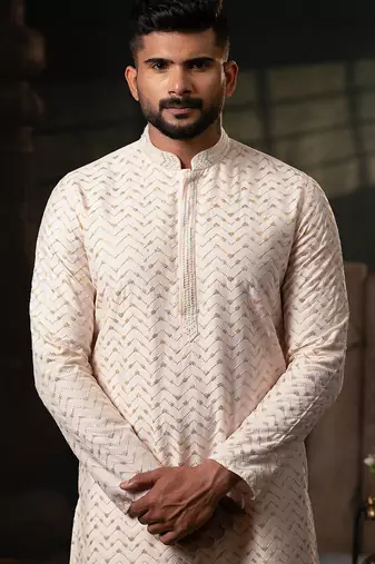 Light pink embroidered kurta set