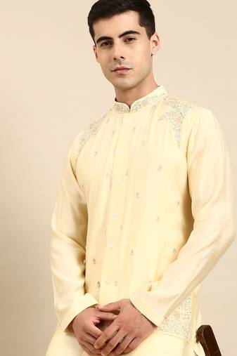 Lemon embroidered kurta set