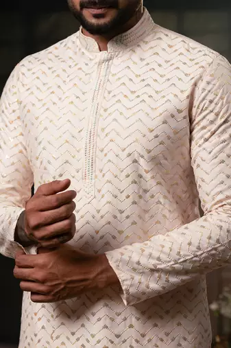 Light pink embroidered kurta set