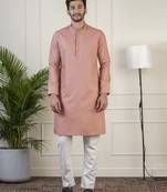 Dark pink fine cotton kurta set