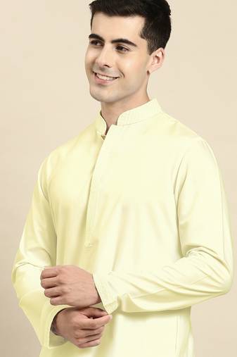 Light yellow fine cotton kurta set