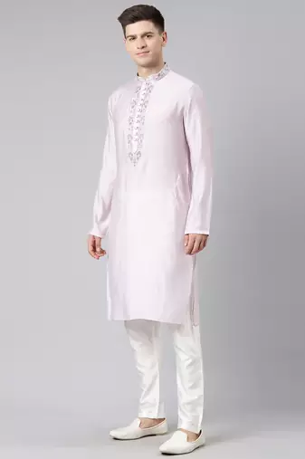 Lavender embroidered kurta set