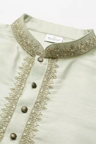 Sage green embroidered kurta set