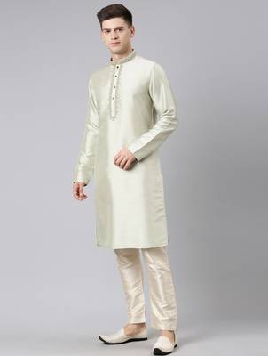 Sage green embroidered kurta set 4