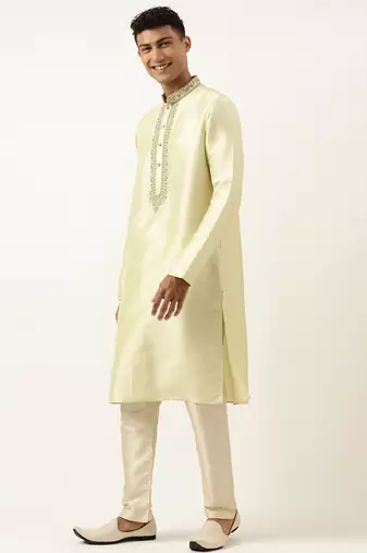 Pistachio embroidery kurta set