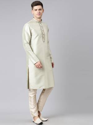 Sage green embroidered kurta set 5