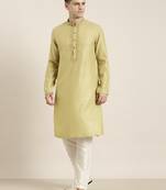 Begish green cotton dori embroidered kurta
