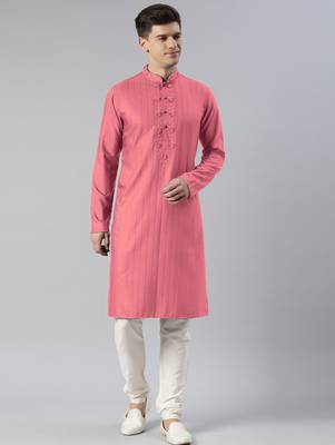 Onion pink embroidered kurta set 1