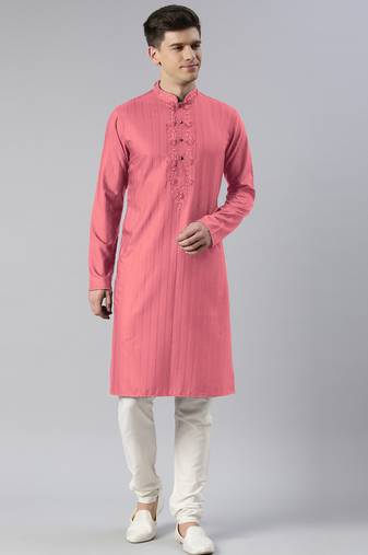 Onion pink embroidered kurta set