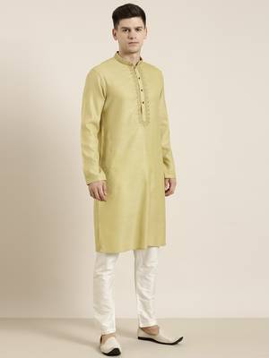 Begish green cotton dori embroidered kurta 5