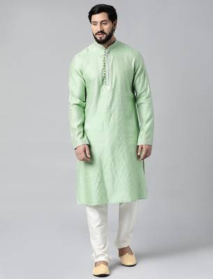 Light green embroidered kurta set 1