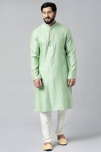Light green embroidered kurta set