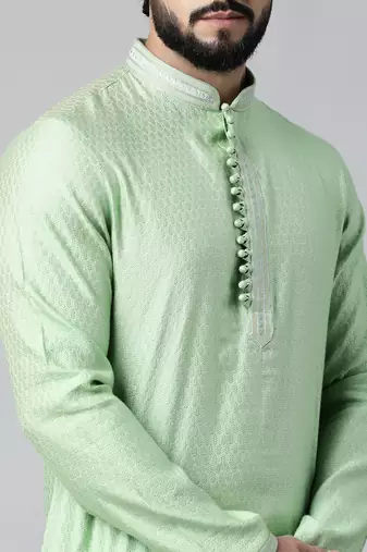 Light green embroidered kurta set