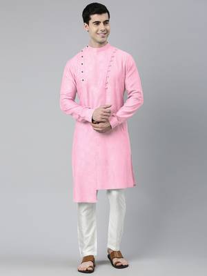 Light pink asymmetrical kurta set 1