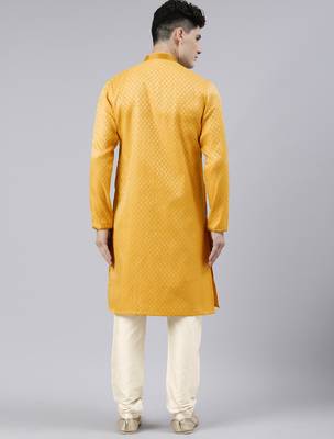 Mustard diamond booti front open kurta set 5