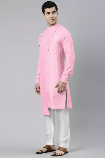 Light pink asymmetrical kurta set