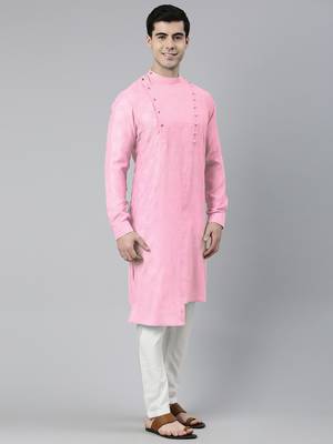 Light pink asymmetrical kurta set 4