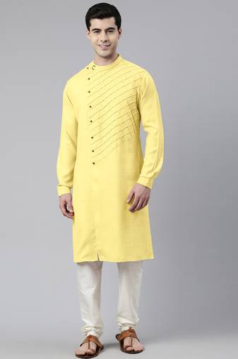 Light yellow angrakha kurta set