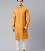 Mustard pintuck angrakha kurta set
