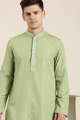 Light green embroidered kurta set