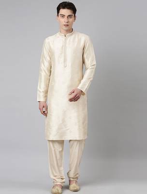 Light gold embroidery kurta set 1
