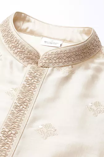 Light gold embroidery kurta set