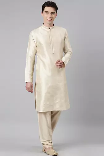 Light gold embroidery kurta set
