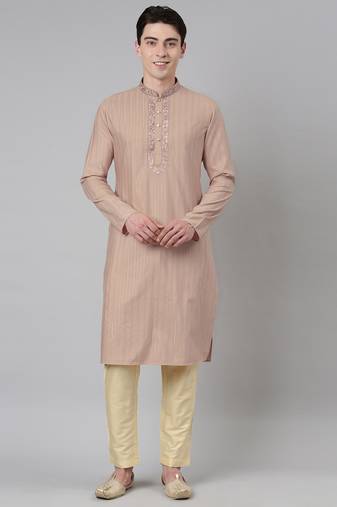 Sepia embroidered kurta set