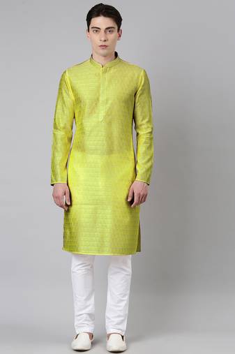 Jade green banarasi jacquard kurta set