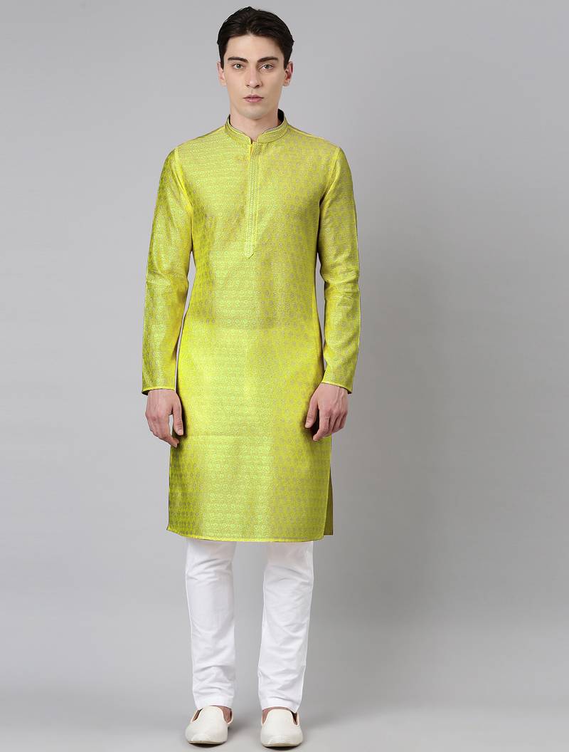 Jade green banarasi jacquard kurta set