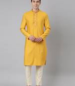 Mustard embroidered kurta set