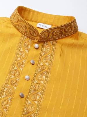Mustard embroidered kurta set 2