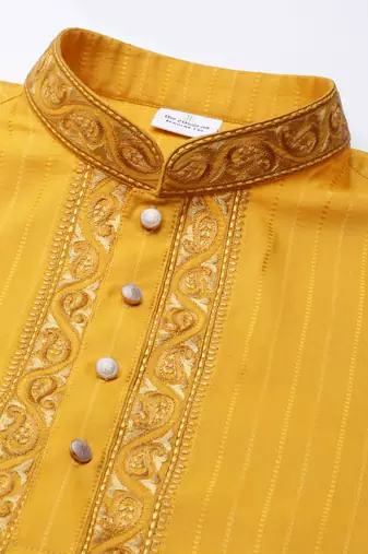 Mustard embroidered kurta set