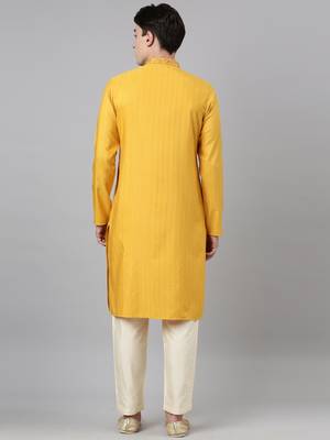 Mustard embroidered kurta set 5