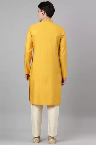 Mustard embroidered kurta set