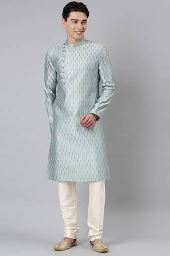 Aqua angrakha kurta set