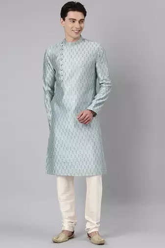Aqua angrakha kurta set